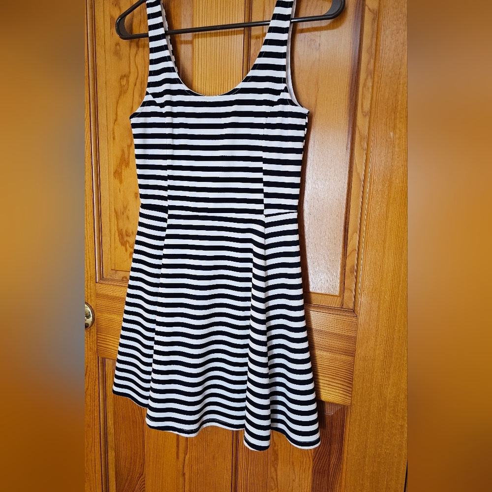 H&M Monochrome Striped Mini Dress